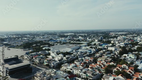 4K Drone Aerial of Mekong Long Xuyen City in Vietnam 