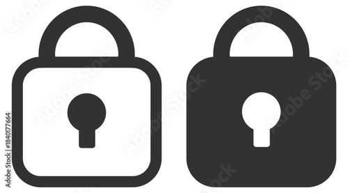 Secure lock symbol collection, privacy protect padlock icons, minimal digital security elements on transparent background