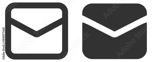 Mail message duo, clean minimal letter symbol set, simple vector design elements on transparent background