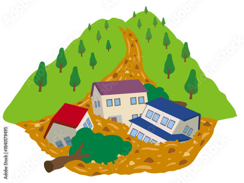 土砂崩れのイラスト