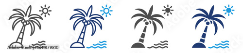 summer icon set with multiple style