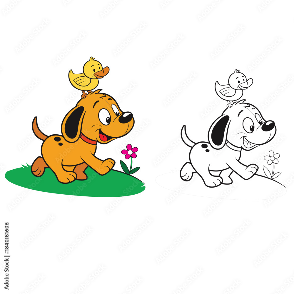 Fototapeta premium coloring book for kid puppy vector