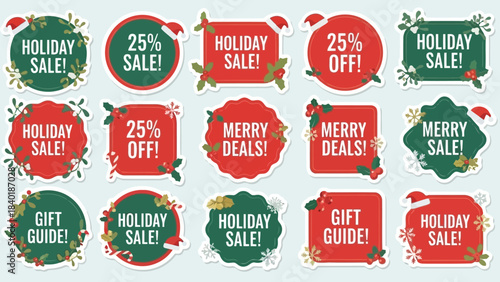 Set of christmas and holiday sale stickers and labels