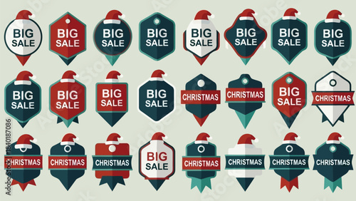 Collection of christmas and big sale badges and labels