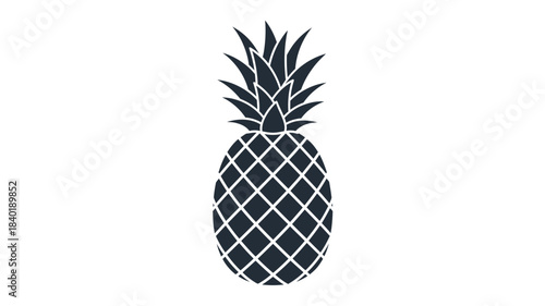 A striking black silhouette of a tropical pineapple fruit design silhouette