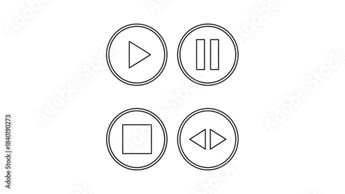 Minimalist media player controls in circular designs a striking silhouette