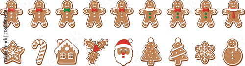 Christmas Gingerbread Cookies Collection vector illustration