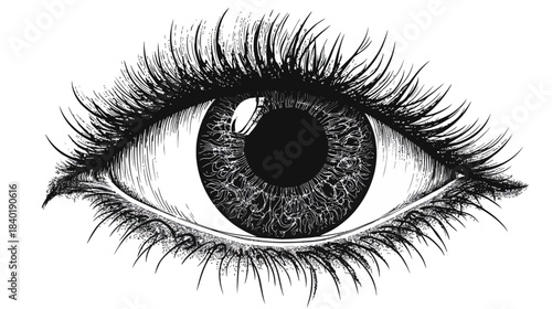 Detailed illustration of a human eye with lashes