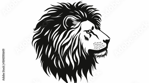 Detailed illustration of a lion's head in profile view