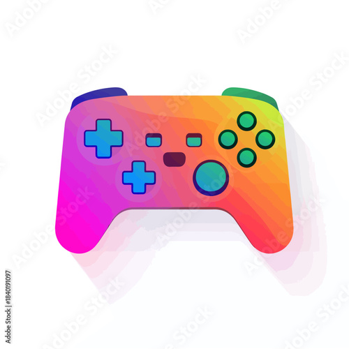 Colorful game controller on a white background