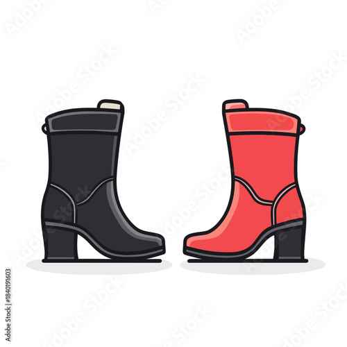 Colorful Heeled Boots on Display Against White Background