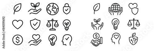 Corporate social responsibility and sustainable business ethics concepts and symbols