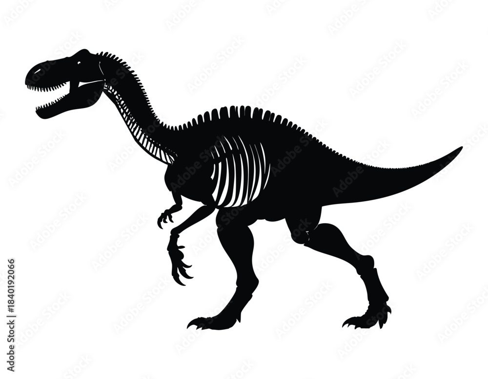 Fototapeta premium Dinosaur silhouette standing skeleton