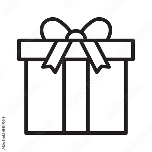 Gift box line icon. Holiday present package. Festive ribbon wrap.