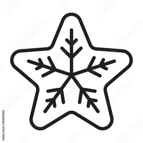 Star cookie line icon. Holiday sweet treat. Christmas baked dessert.