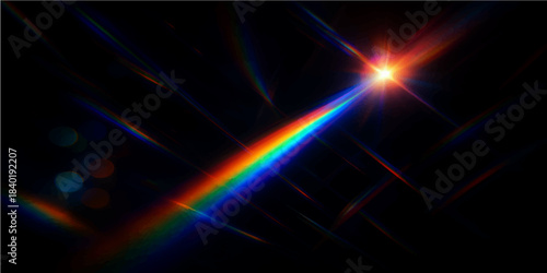 Abstract colorful background featuring a bright motion of glowing light waves and laser rays in a dark space pattern for an artistic night sky wallpaper design