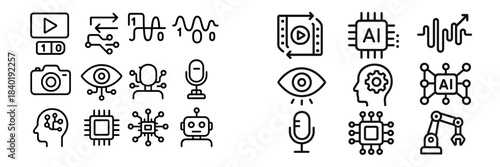 Artificial intelligence machine learning data processing technology symbols and concepts