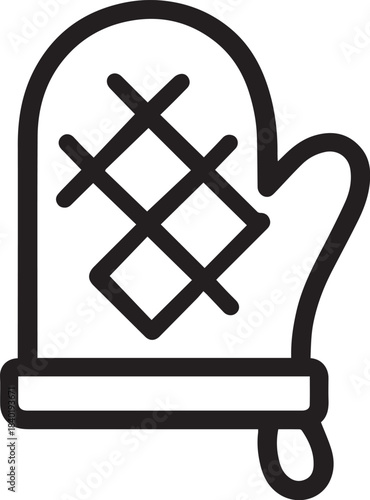 An abstract illustration of an oven mitt with a textured pattern, essential equipment for any home chef or baker, symbolizing kitchen safety and culinary endeavors.