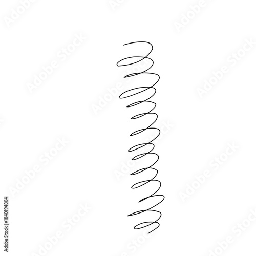 Hand drawn black spring coils on a bright white background.