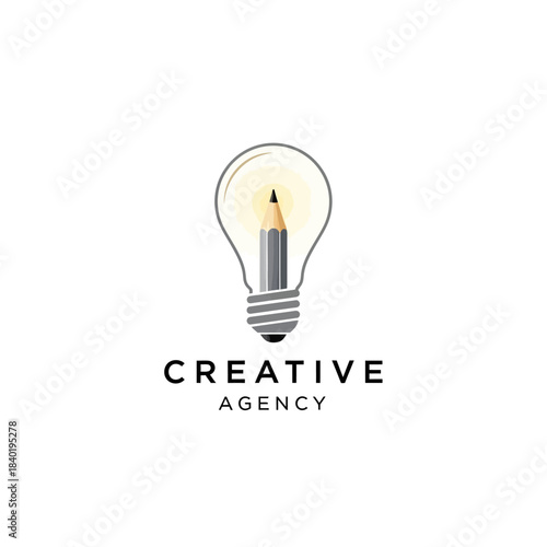 Creative Agency Logo Featuring Pencil in Light Bulb