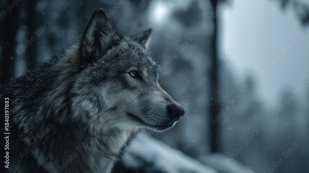 Obraz premium Wolf snowy forest