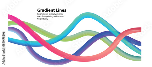 colorful gradient lines abstract white banner vector, smooth flowing gradient ribbon lines, modern abstract gradient wave Swirl Rainbow Ribbons lines