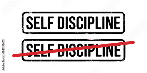 Self Discipline Concept with Stamp and Red Line Illustration