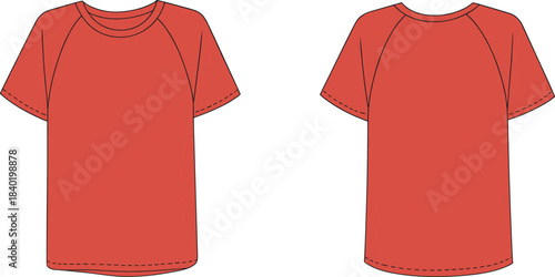 Red t-shirt, short sleeve, plain shirt, casual wear, fashion apparel, clothing design, men’s wear, retail display, garment style, textile