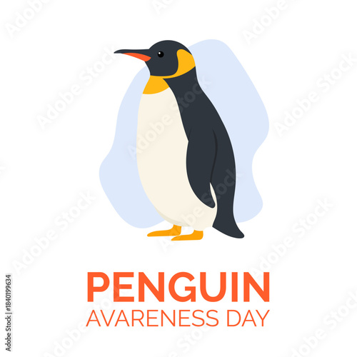Penguin illustration celebrating Penguin Awareness Day theme with clean modern style, highlighting Penguin Awareness Day message and promoting wildlife protection and education.