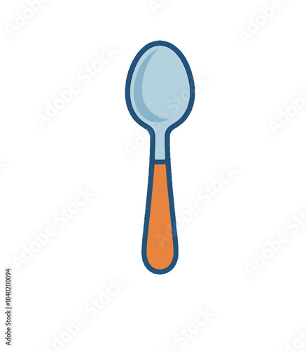 Simple Spoon Illustration with Blue Head and Orange Handle.