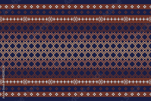 Geometric Pattern Traditional Tribal Style, Pixel Embroidery, Geometric Pattern. Beautiful Background Pattern,Fabric Pattern For Clothes ,Dress, Carpet, Curtain, Sarong, Sari, Scarves, Batik.