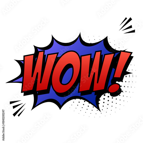 Comic Book Sound Effect WOW Pop Art Vector Colorful Comic Onomatopoeia – Action Words in Retro Pop Style	