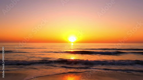 Beautiful Ocean Sunset with Golden Light Reflection.