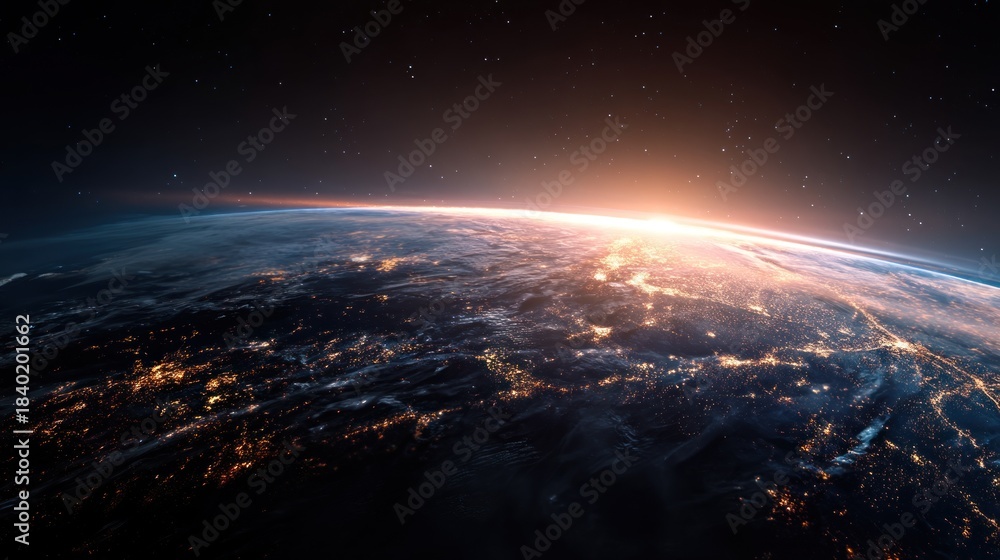 Fototapeta premium Sunrise earth from space