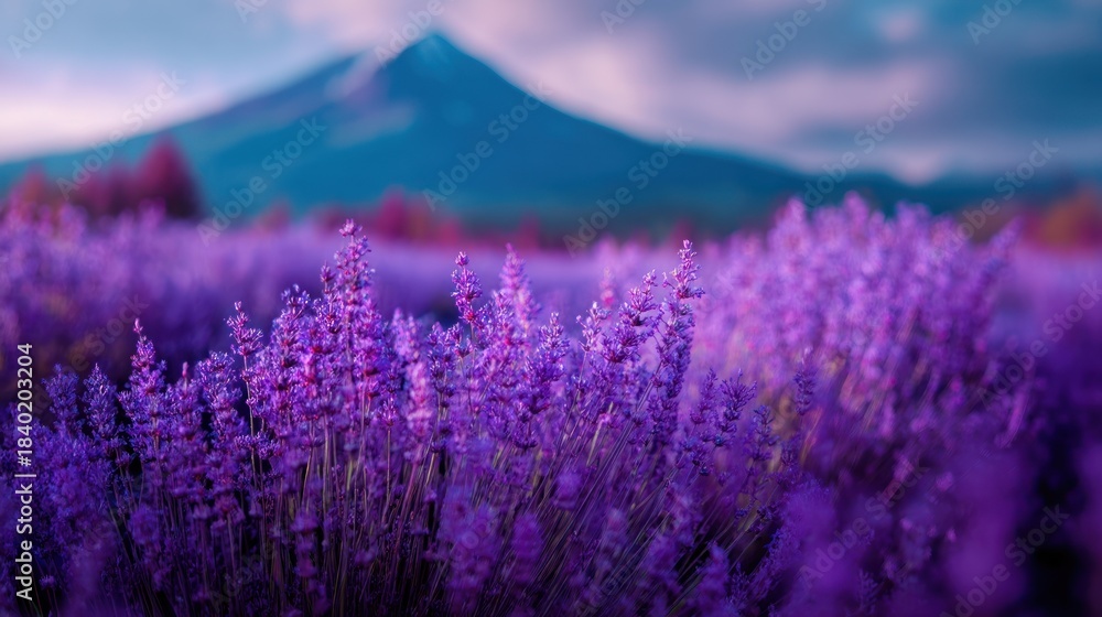 Fototapeta premium Lavender field mountain