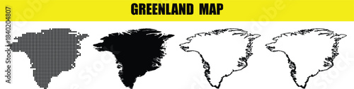 Greenland map set collection vector graphics outline silhouette pattern
