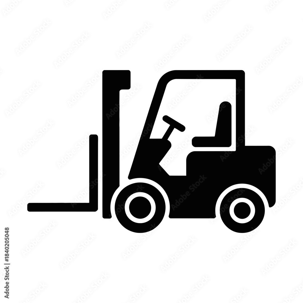 Naklejka premium forklift icon symbolizing warehouse logistics, cargo handling, and industrial utility