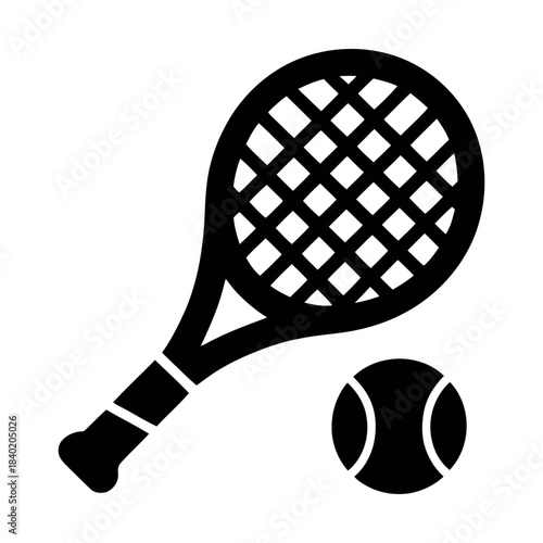 tennis racket and ball icon symbol for outdoor athletic games