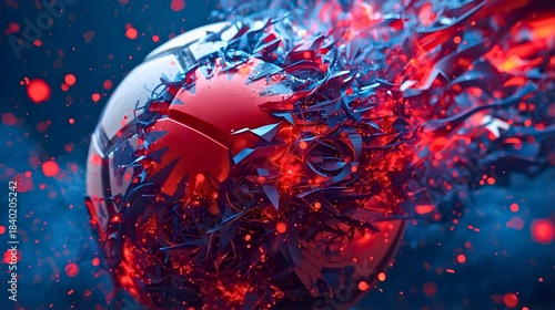 灼熱に身を焦がす3DCGのサッカーボール