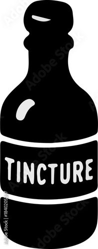 Black Outline Tincture Bottle Vector Icon for Herbal Extract Label