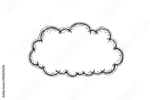 Hand-drawn cloud-shaped doodle frame using scribble-style strokes 
