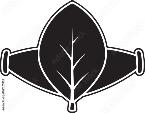  Vector tobacco leaf with flue cured barn silhouette illustration