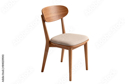 Wallpaper Mural Modern wooden dining chair with light beige seat Torontodigital.ca