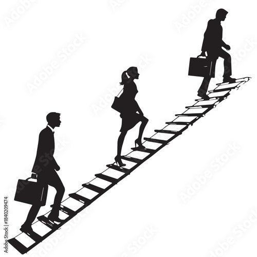 Black Career Progression Silhouette Vector, High Quality Illustration on White Background