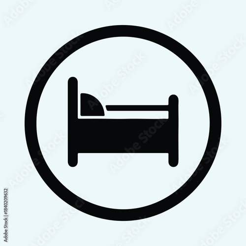 Vector Bed sign for hotel room reservation service application silhouette Illustration