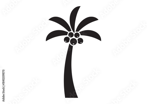 Coconut tree icon, Coconut tree Black silhouette vector