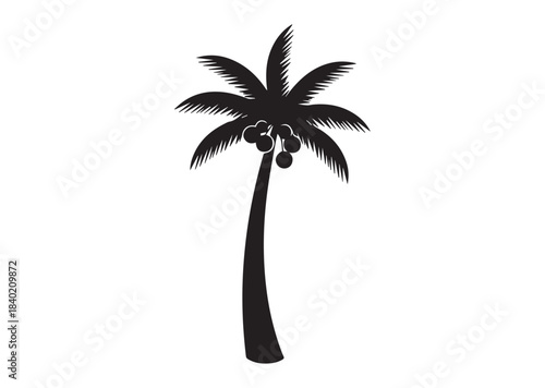Coconut tree icon, Coconut tree Black silhouette vector