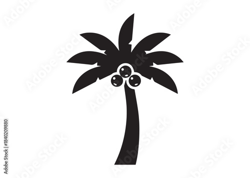 Coconut tree icon, Coconut tree Black silhouette vector