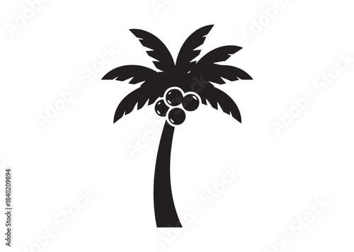 Coconut tree icon, Coconut tree Black silhouette vector