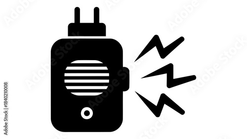 Electronic mosquito repeller device emitting protective signals to deter insects indoors, pest control symbol